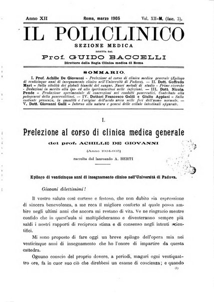 Il policlinico. Sezione medica