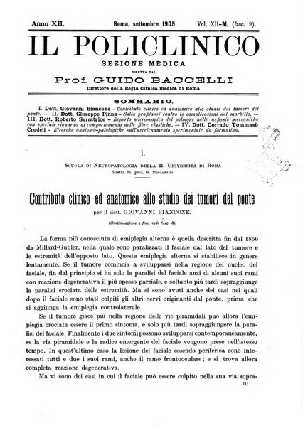 Il policlinico. Sezione medica