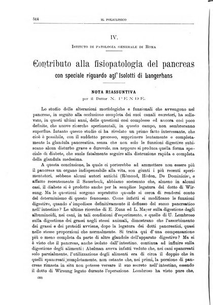 Il policlinico. Sezione medica