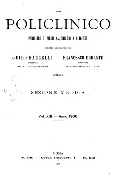 Il policlinico. Sezione medica