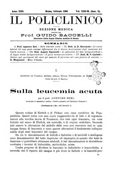 Il policlinico. Sezione medica