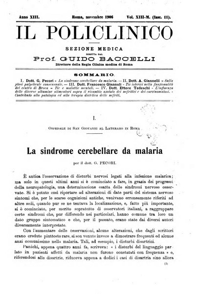 Il policlinico. Sezione medica