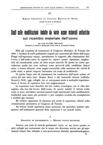 Il policlinico. Sezione medica