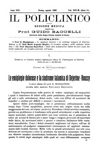 Il policlinico. Sezione medica