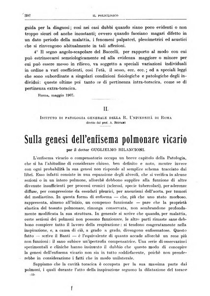 Il policlinico. Sezione medica