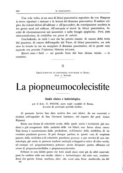 Il policlinico. Sezione medica