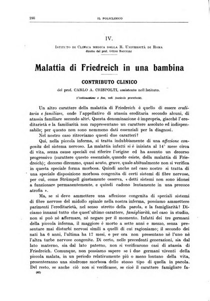 Il policlinico. Sezione medica