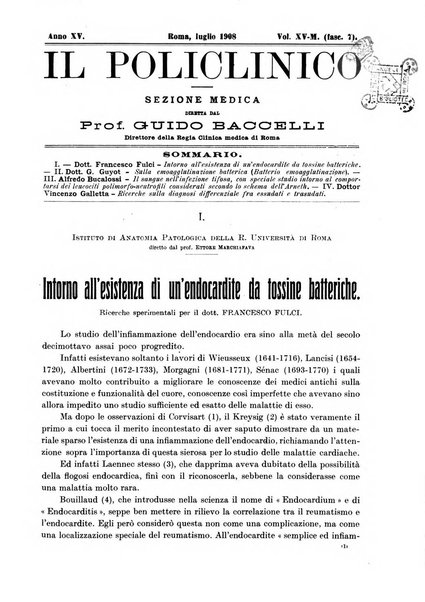 Il policlinico. Sezione medica