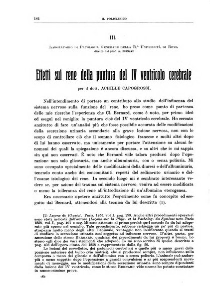 Il policlinico. Sezione medica