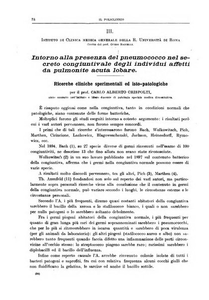 Il policlinico. Sezione medica