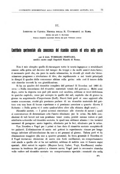 Il policlinico. Sezione medica