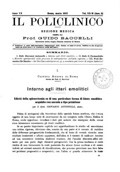 Il policlinico. Sezione medica