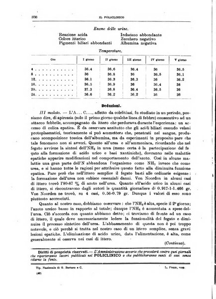 Il policlinico. Sezione medica