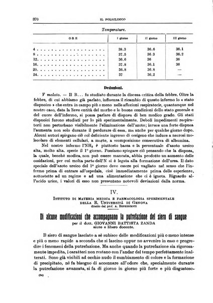 Il policlinico. Sezione medica