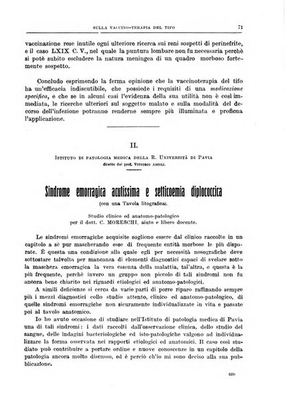 Il policlinico. Sezione medica