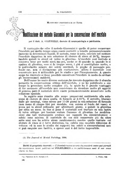 Il policlinico. Sezione medica