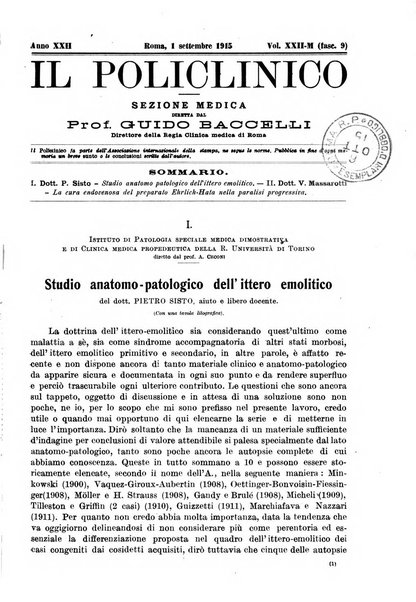 Il policlinico. Sezione medica