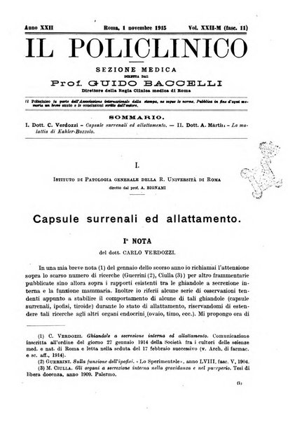 Il policlinico. Sezione medica