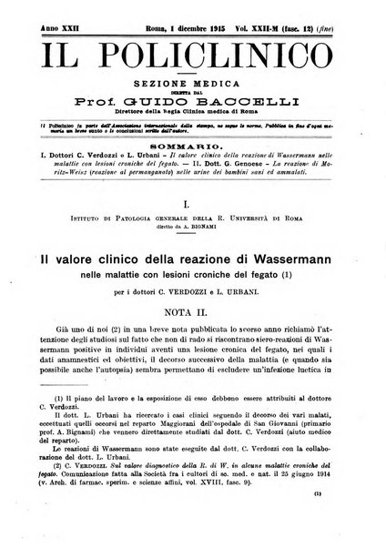 Il policlinico. Sezione medica