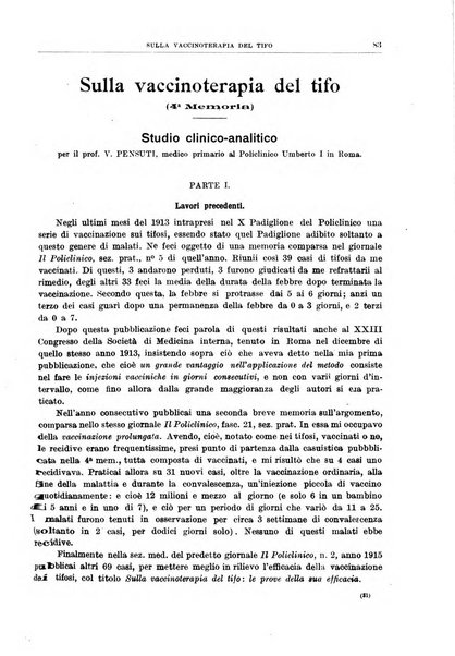 Il policlinico. Sezione medica