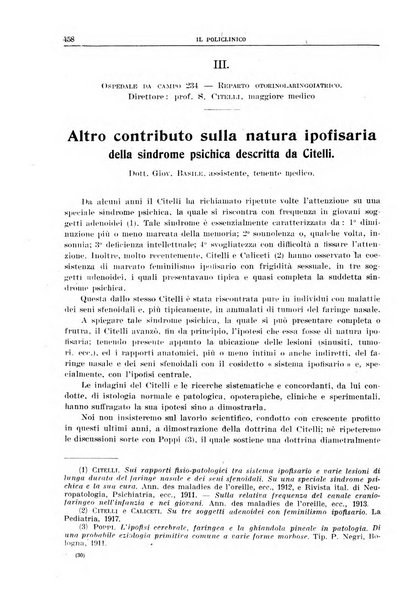 Il policlinico. Sezione medica