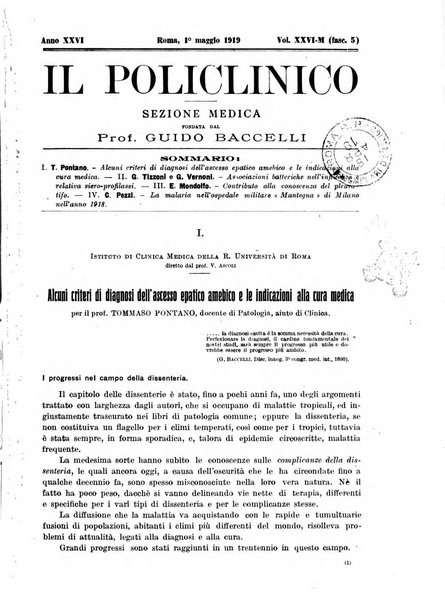 Il policlinico. Sezione medica