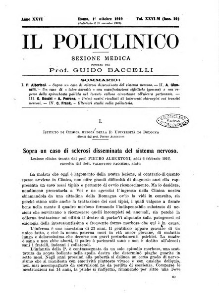 Il policlinico. Sezione medica