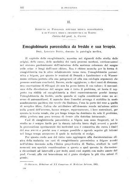 Il policlinico. Sezione medica