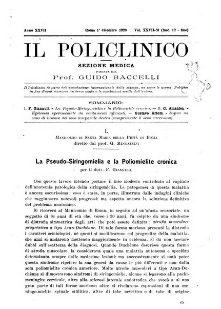 Il policlinico. Sezione medica