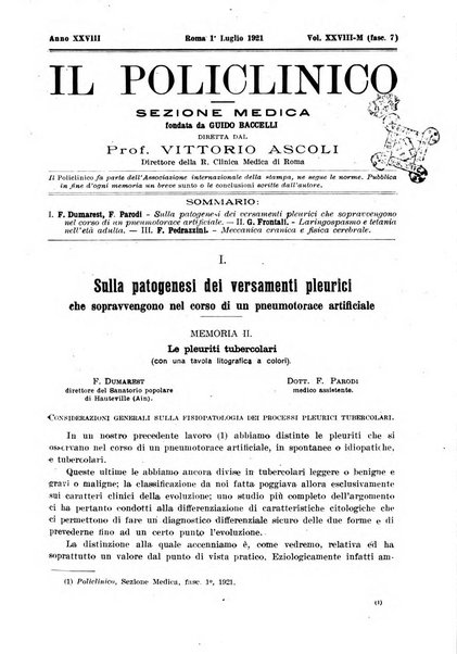 Il policlinico. Sezione medica