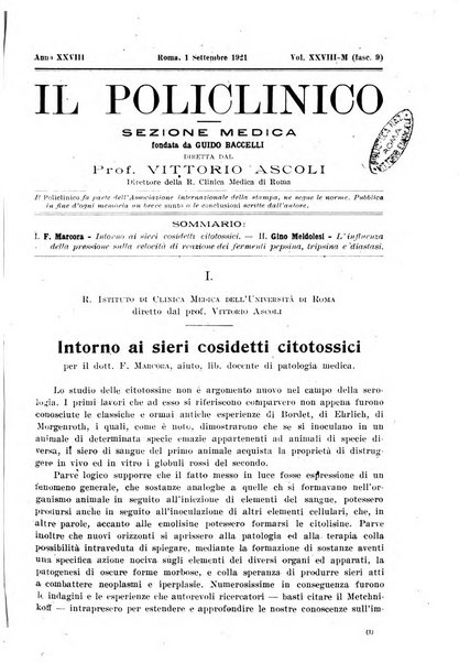 Il policlinico. Sezione medica