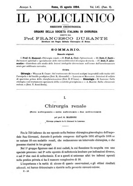 Il policlinico. Sezione chirurgica organo della Società italiana di chirurgia