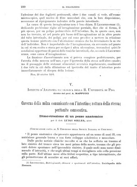 Il policlinico. Sezione chirurgica organo della Società italiana di chirurgia