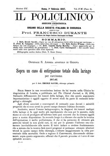 Il policlinico. Sezione chirurgica organo della Società italiana di chirurgia