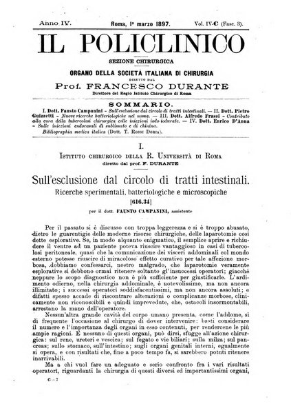 Il policlinico. Sezione chirurgica organo della Società italiana di chirurgia