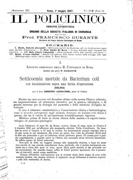 Il policlinico. Sezione chirurgica organo della Società italiana di chirurgia