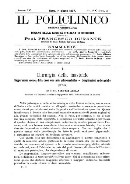 Il policlinico. Sezione chirurgica organo della Società italiana di chirurgia