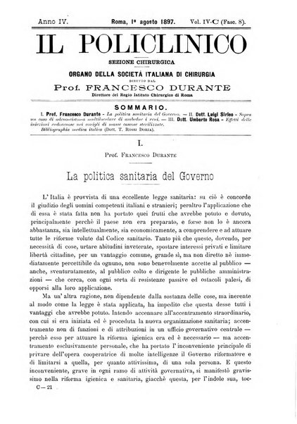 Il policlinico. Sezione chirurgica organo della Società italiana di chirurgia