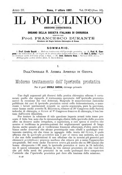 Il policlinico. Sezione chirurgica organo della Società italiana di chirurgia