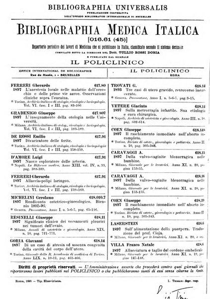 Il policlinico. Sezione chirurgica organo della Società italiana di chirurgia