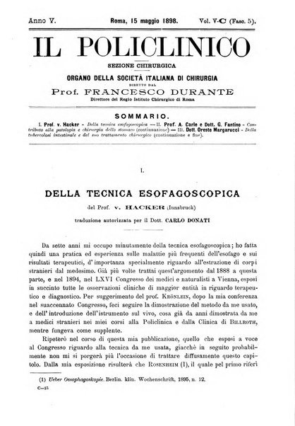 Il policlinico. Sezione chirurgica organo della Società italiana di chirurgia