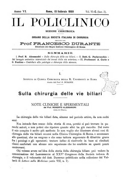 Il policlinico. Sezione chirurgica organo della Società italiana di chirurgia