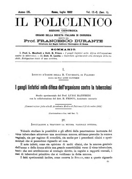 Il policlinico. Sezione chirurgica organo della Società italiana di chirurgia