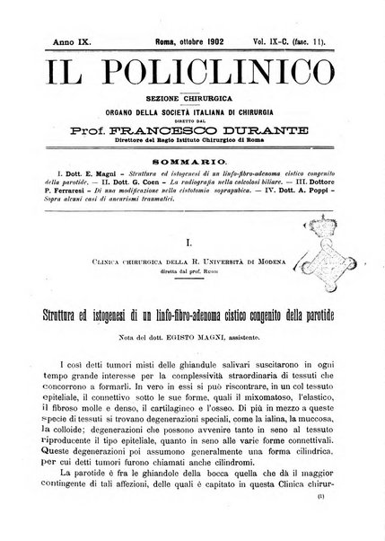 Il policlinico. Sezione chirurgica organo della Società italiana di chirurgia