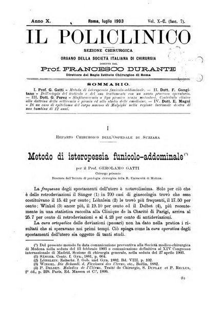 Il policlinico. Sezione chirurgica organo della Società italiana di chirurgia