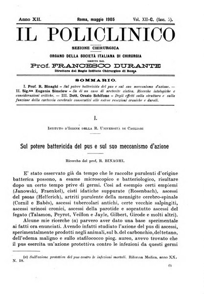 Il policlinico. Sezione chirurgica organo della Società italiana di chirurgia