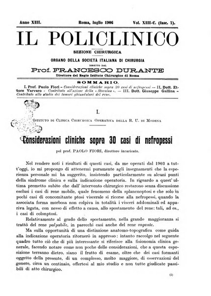 Il policlinico. Sezione chirurgica organo della Società italiana di chirurgia