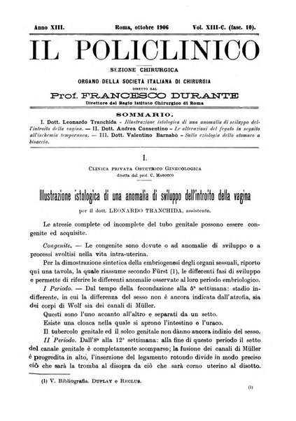 Il policlinico. Sezione chirurgica organo della Società italiana di chirurgia