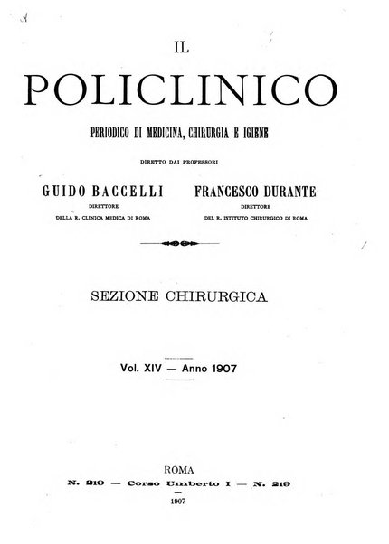 Il policlinico. Sezione chirurgica organo della Società italiana di chirurgia