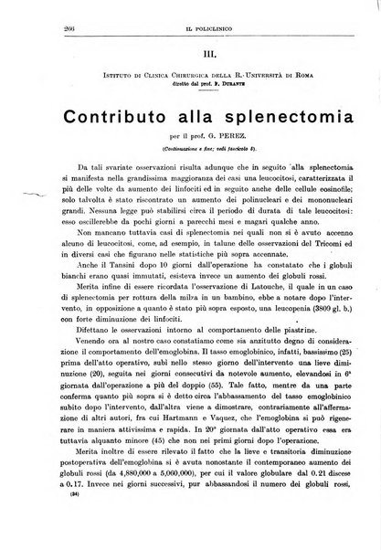 Il policlinico. Sezione chirurgica organo della Società italiana di chirurgia